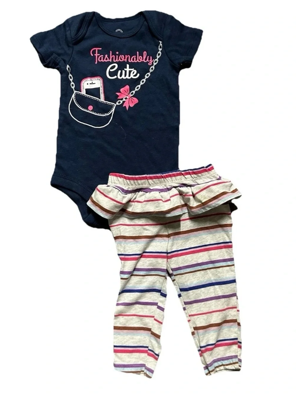 Baby Girl Clothing Fashionably Cute Stripes Floral Size 6-9 Months
